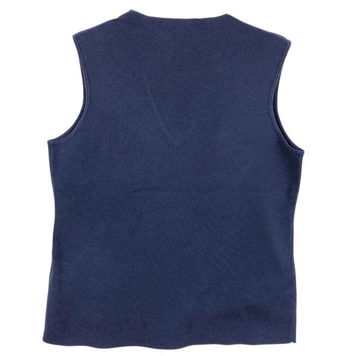 Ralph Lauren RALPH LAUREN SPORT V-neck cotton vest, women's size M (approx.) cotton navy blue type Vintage Second Hand