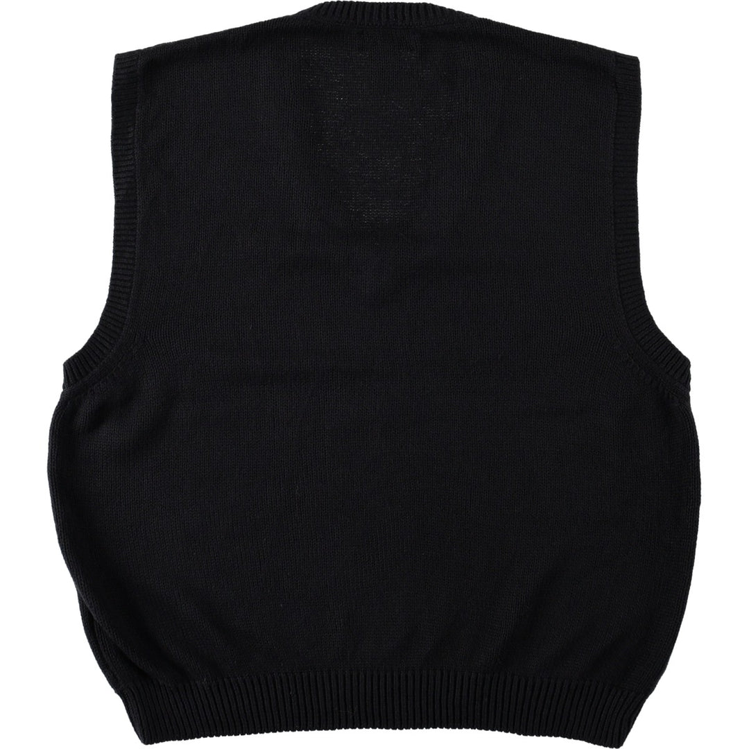 ~2000'S Lands' End V-neck cotton knit vest, made in USA, women's size M equivalent. cotton black type Vintage Second Hand