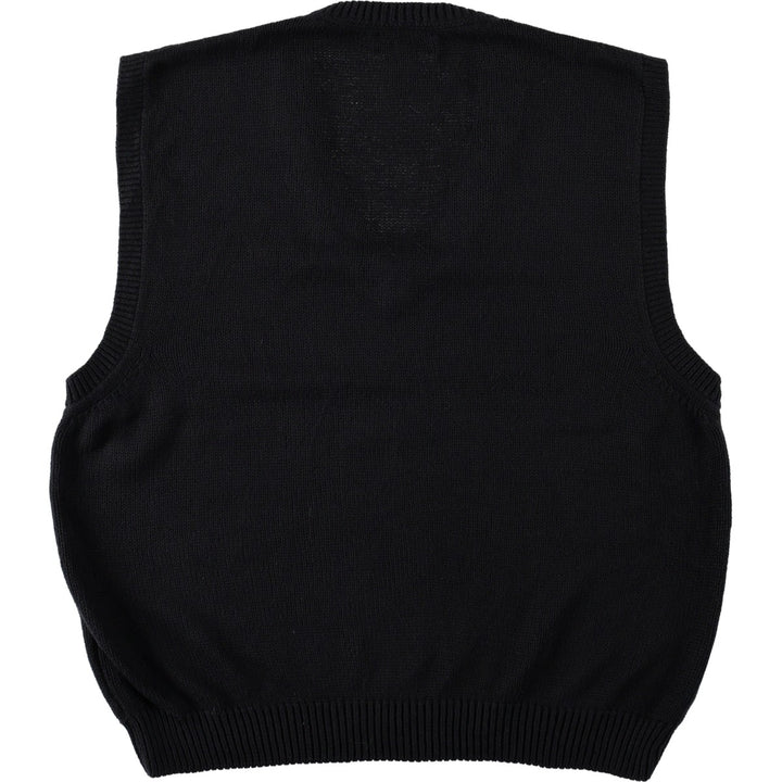 ~2000'S Lands' End V-neck cotton knit vest, made in USA, women's size M equivalent. cotton black type Vintage Second Hand