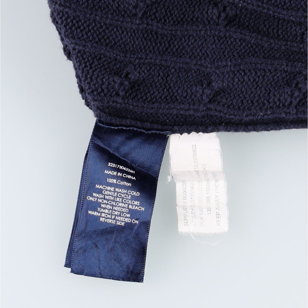 Ralph Lauren POLO by Ralph Lauren Cable Knit V-Neck Cotton Vest, Women's Size L (approx.) cotton navy blue type Vintage Second Hand