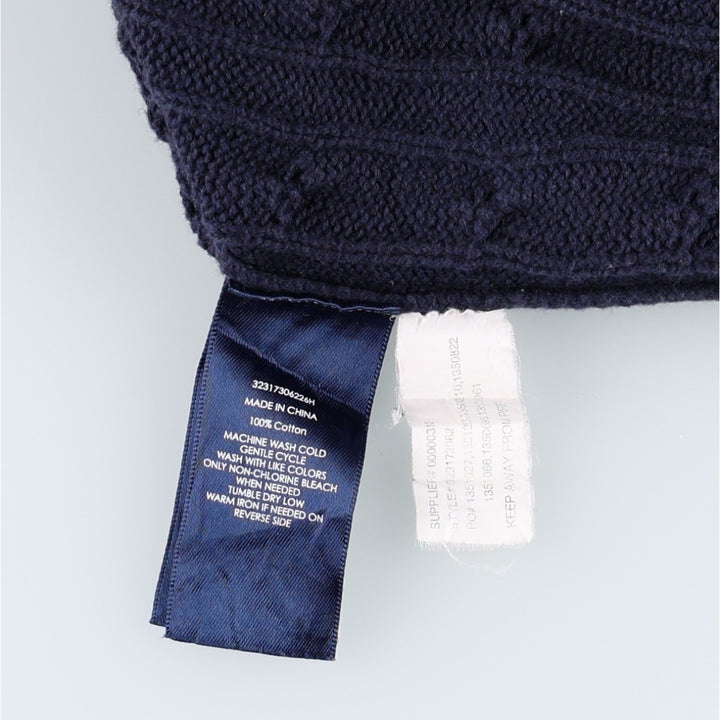 Ralph Lauren POLO by Ralph Lauren Cable Knit V-Neck Cotton Vest, Women's Size L (approx.) cotton navy blue type Vintage Second Hand