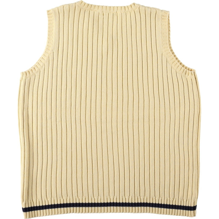 Ralph Lauren POLO by Ralph Lauren Ribbed V-Neck Cotton Knit Vest, Women's Size L (approx.) cotton ivory Vintage Second Hand