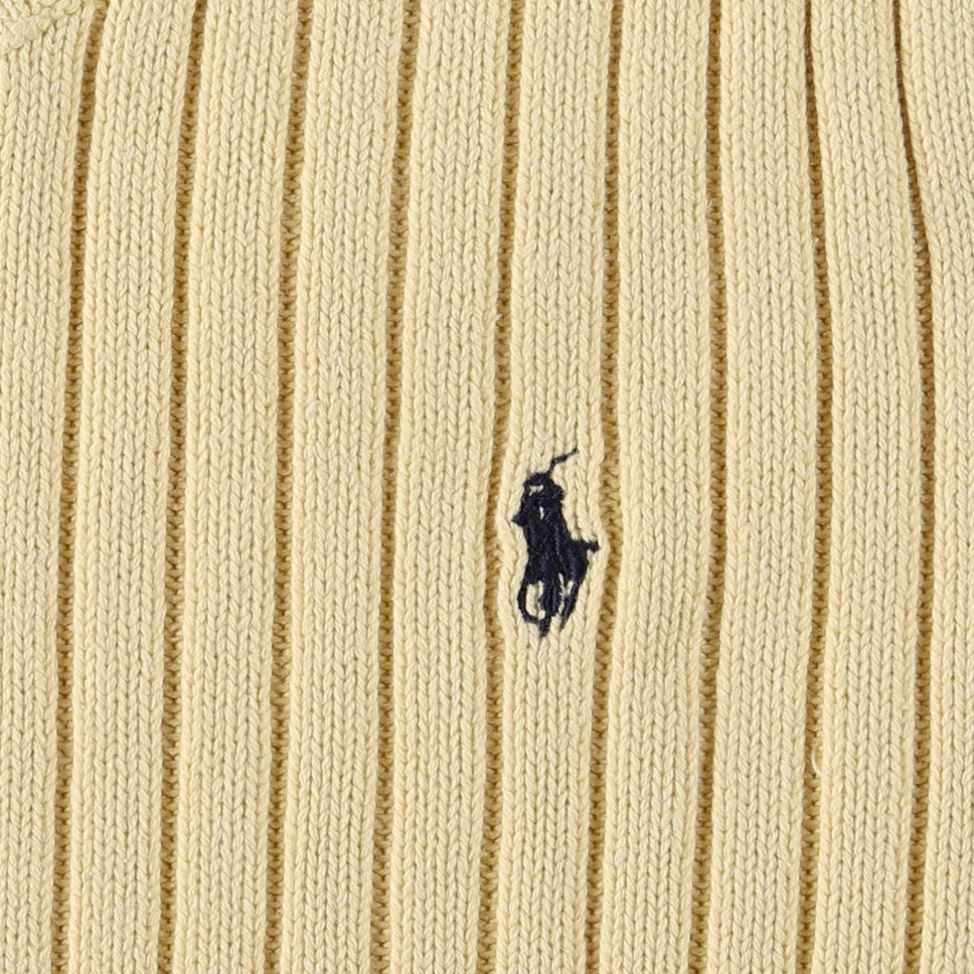 Ralph Lauren POLO by Ralph Lauren Ribbed V-Neck Cotton Knit Vest, Women's Size L (approx.) cotton ivory Vintage Second Hand