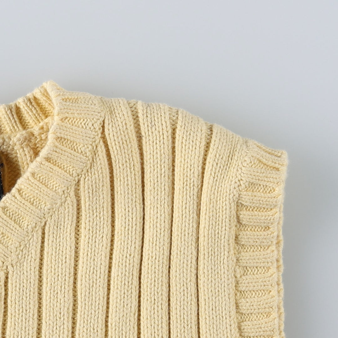 Ralph Lauren POLO by Ralph Lauren Ribbed V-Neck Cotton Knit Vest, Women's Size L (approx.) cotton ivory Vintage Second Hand