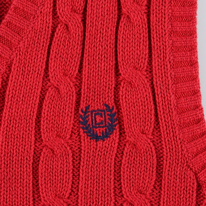 CHAPS Cable Knit V-Neck Cotton Vest, Women's Size M cotton red type Vintage Second Hand
