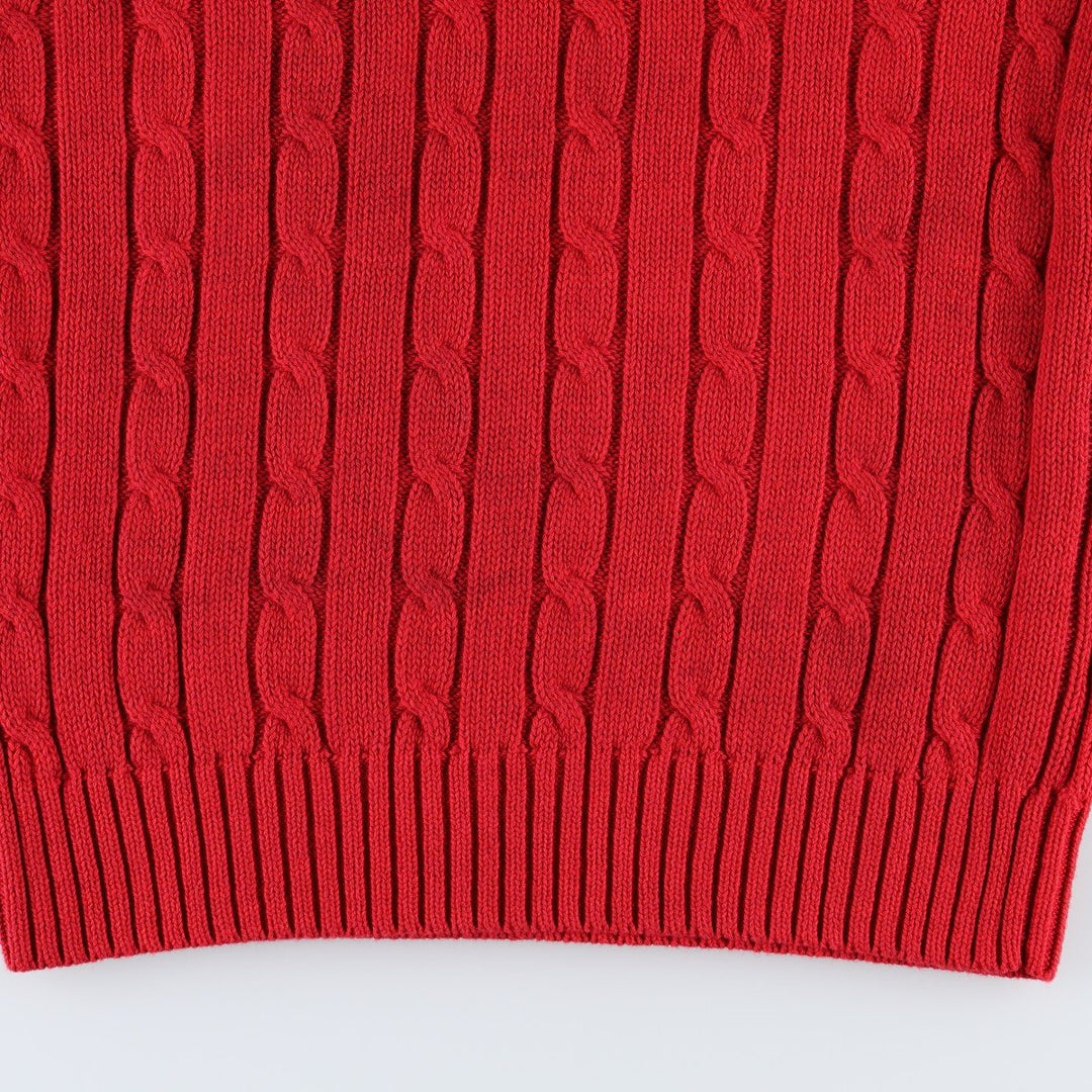 CHAPS Cable Knit V-Neck Cotton Vest, Women's Size M cotton red type Vintage Second Hand