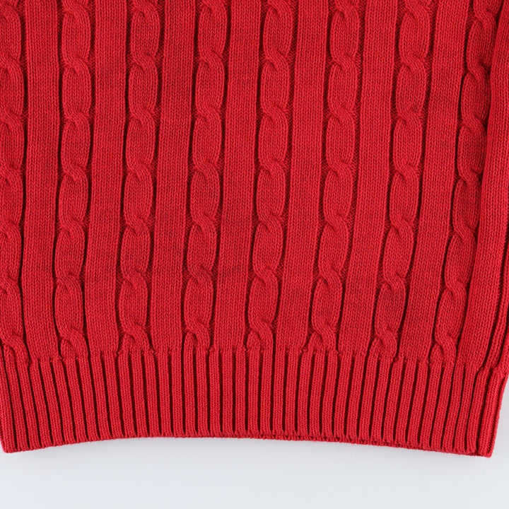 CHAPS Cable Knit V-Neck Cotton Vest, Women's Size M cotton red type Vintage Second Hand
