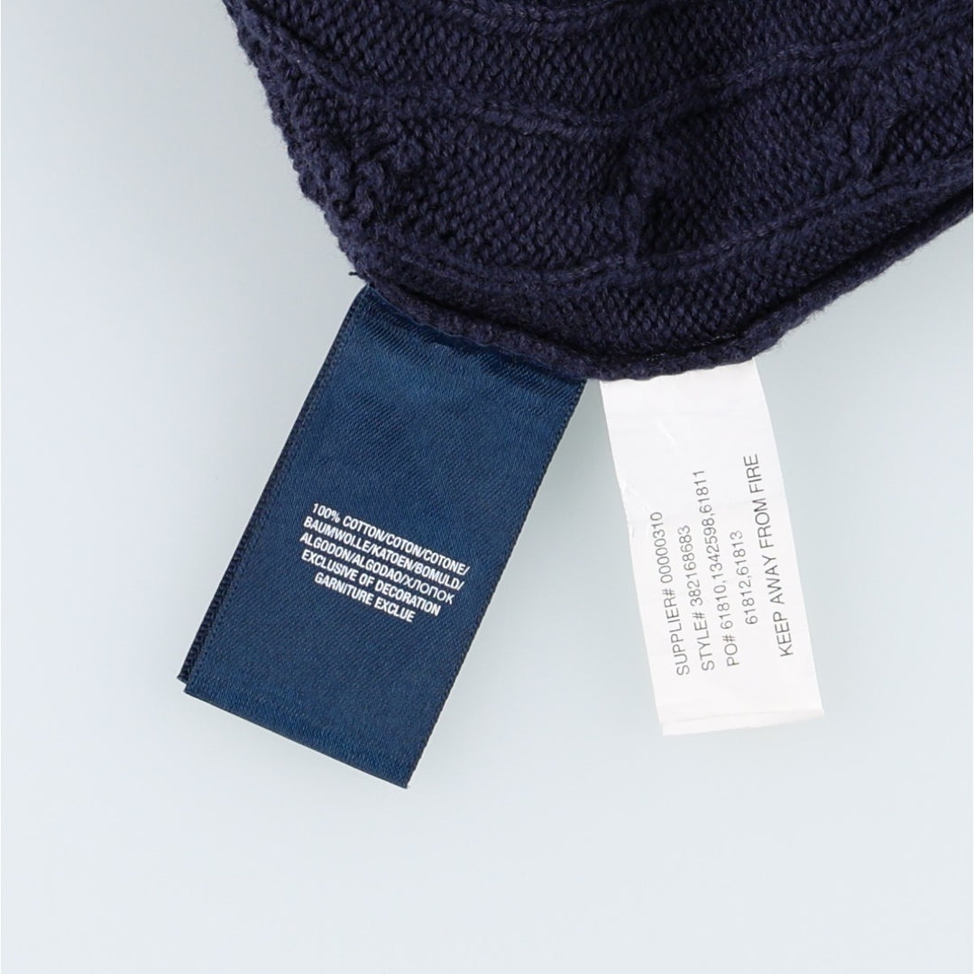Ralph Lauren POLO by Ralph Lauren Cable Knit V-Neck Cotton Vest, Women's Size XS (approx.) cotton navy blue type Vintage Second Hand