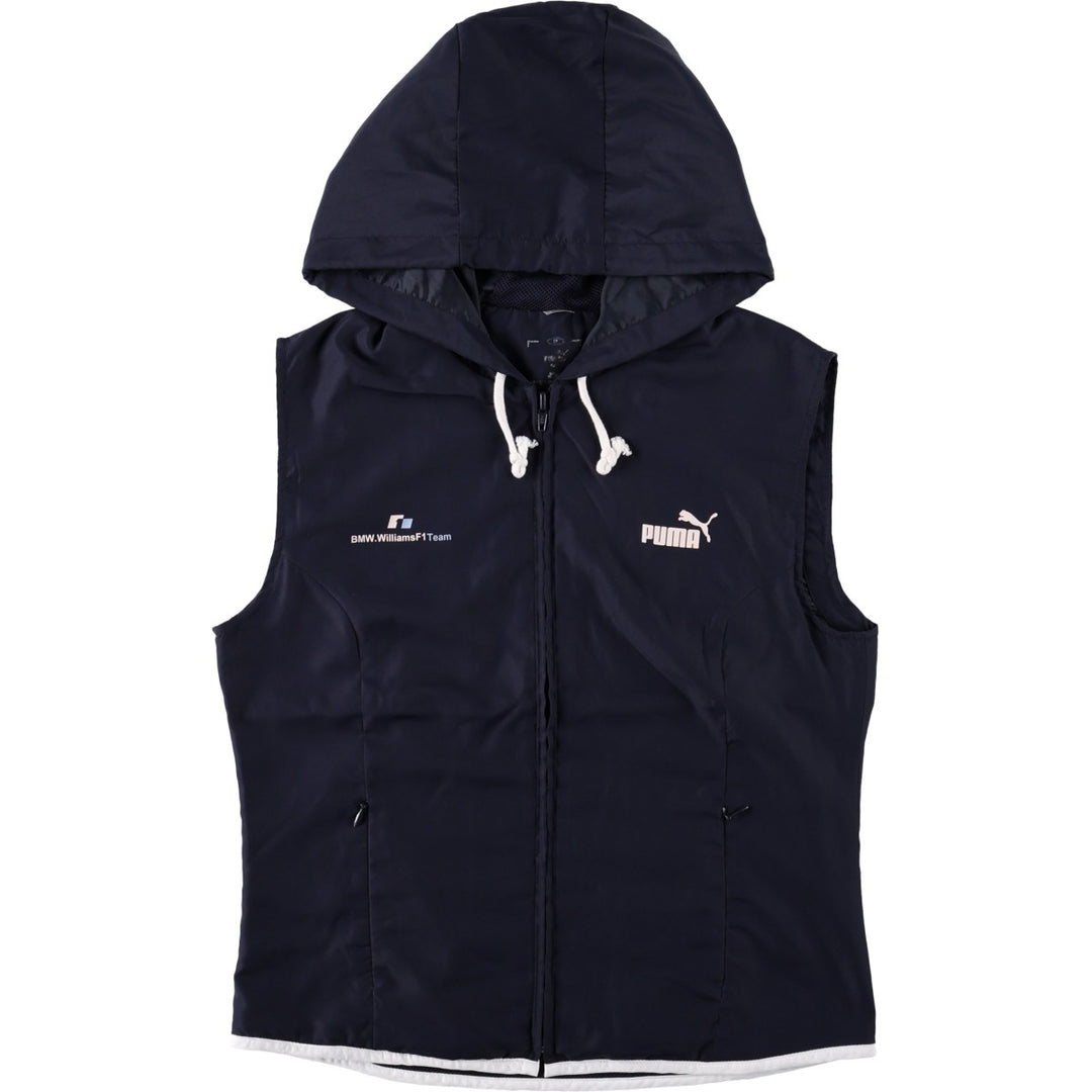 2000'S Puma BMW Williams F1 Team Hooded Warm-up Vest (Women's Size M) polyester navy blue type Vintage Second Hand