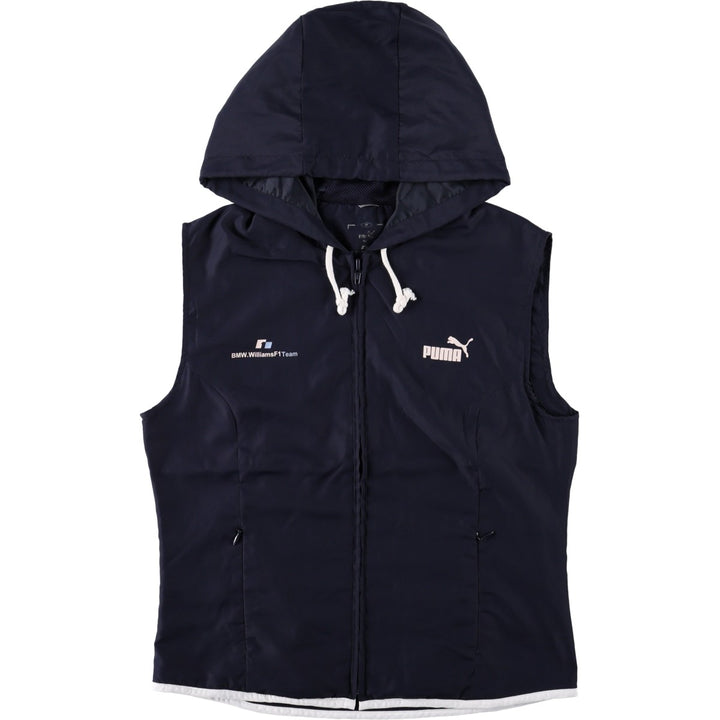 2000'S Puma BMW Williams F1 Team Hooded Warm-up Vest (Women's Size M) polyester navy blue type Vintage Second Hand