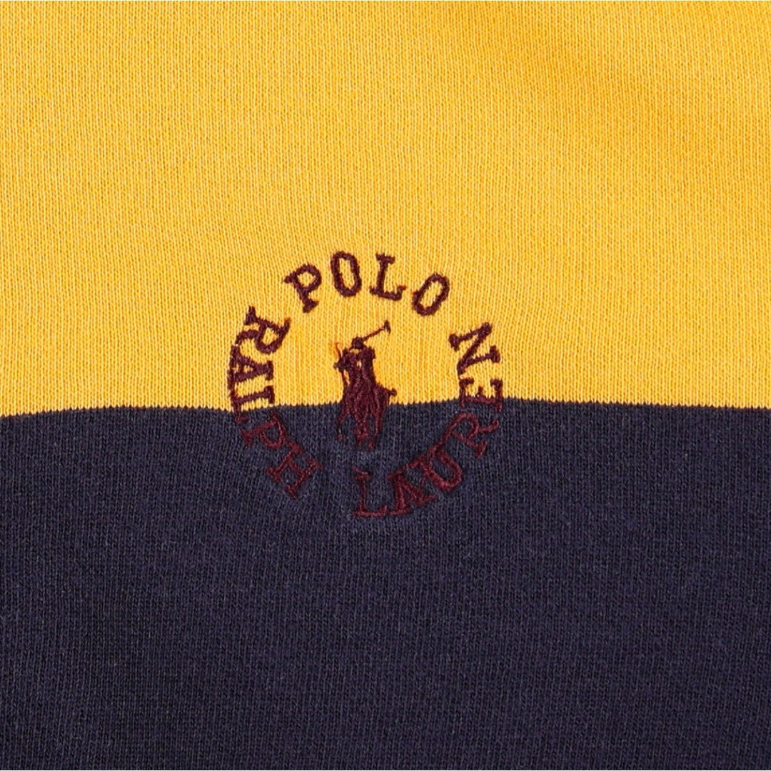 1980'S Ralph Lauren POLO by Ralph Lauren Striped Pattern Half-Zip Sweatshirt, Women's Size L (approx.), Vintage cotton navy blue type Vintage Second Hand