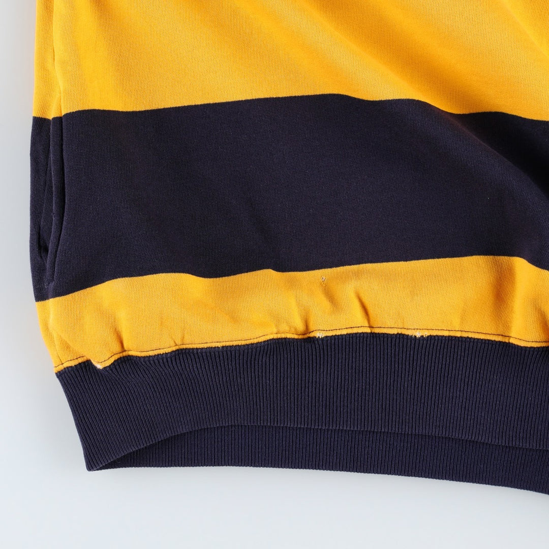 1980'S Ralph Lauren POLO by Ralph Lauren Striped Pattern Half-Zip Sweatshirt, Women's Size L (approx.), Vintage cotton navy blue type Vintage Second Hand