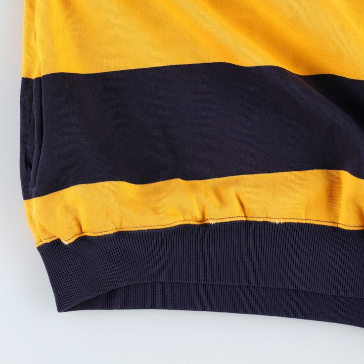 1980'S Ralph Lauren POLO by Ralph Lauren Striped Pattern Half-Zip Sweatshirt, Women's Size L (approx.), Vintage cotton navy blue type Vintage Second Hand