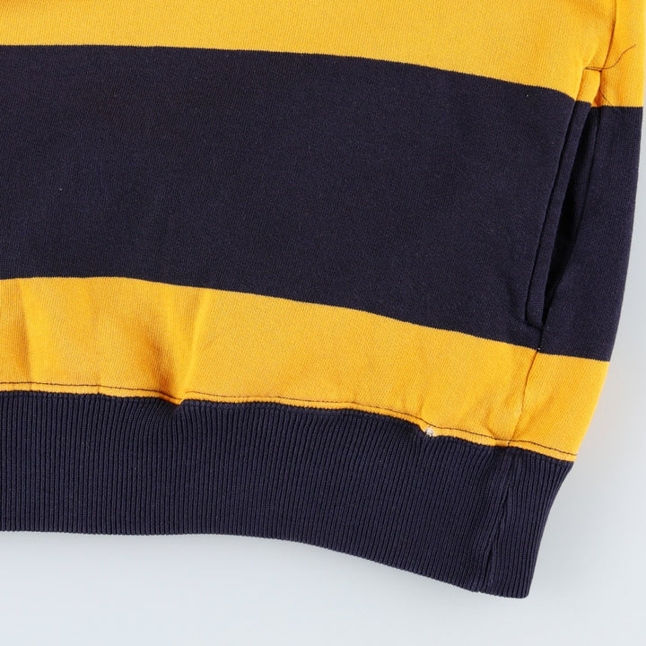 1980'S Ralph Lauren POLO by Ralph Lauren Striped Pattern Half-Zip Sweatshirt, Women's Size L (approx.), Vintage cotton navy blue type Vintage Second Hand