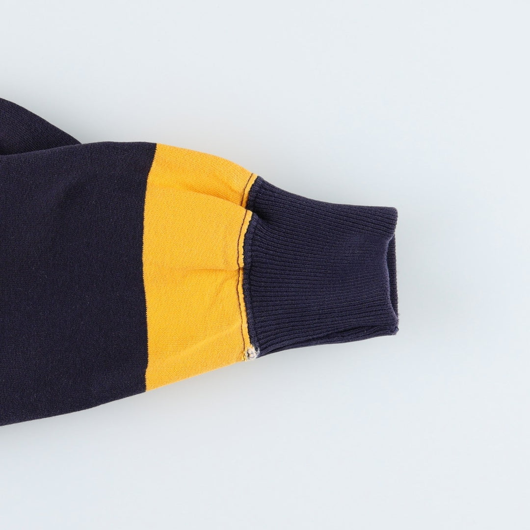 1980'S Ralph Lauren POLO by Ralph Lauren Striped Pattern Half-Zip Sweatshirt, Women's Size L (approx.), Vintage cotton navy blue type Vintage Second Hand