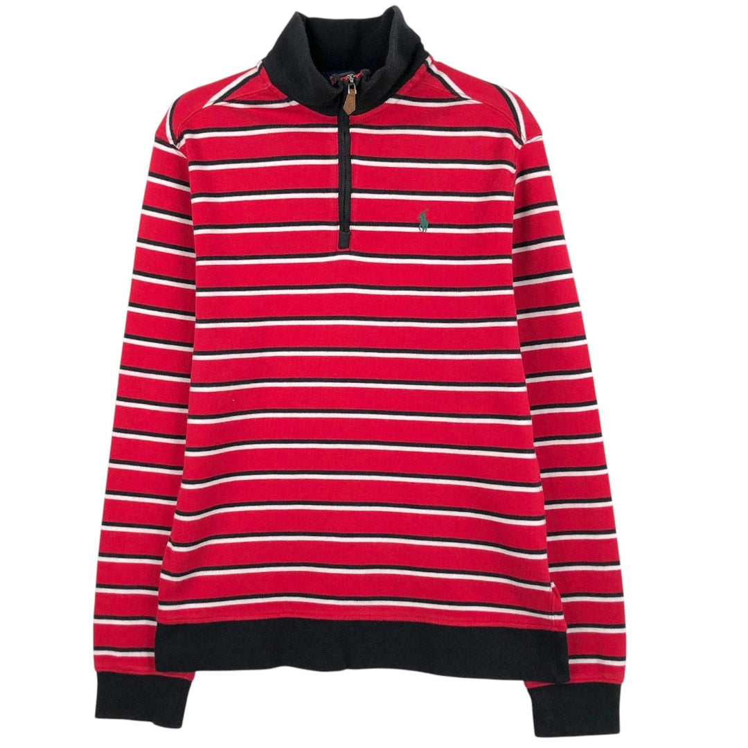Ralph Lauren POLO RALPH LAUREN Striped Pattern Half-Zip Sweatshirt (Women's Size M) cotton tricolor color Vintage Second Hand