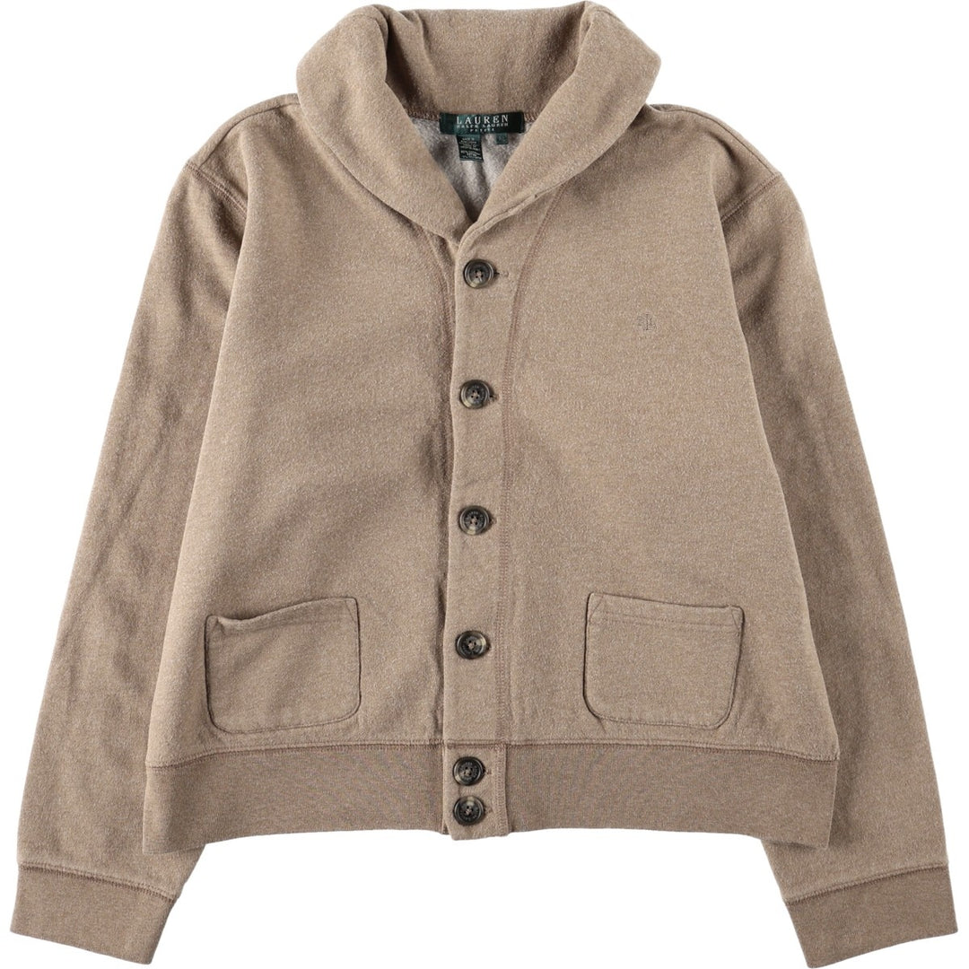 Ralph Lauren LAUREN Shawl Collar Cardigan Sweatshirt Cardigan Women's Size L (approx.) cotton beige type brown Vintage Second Hand