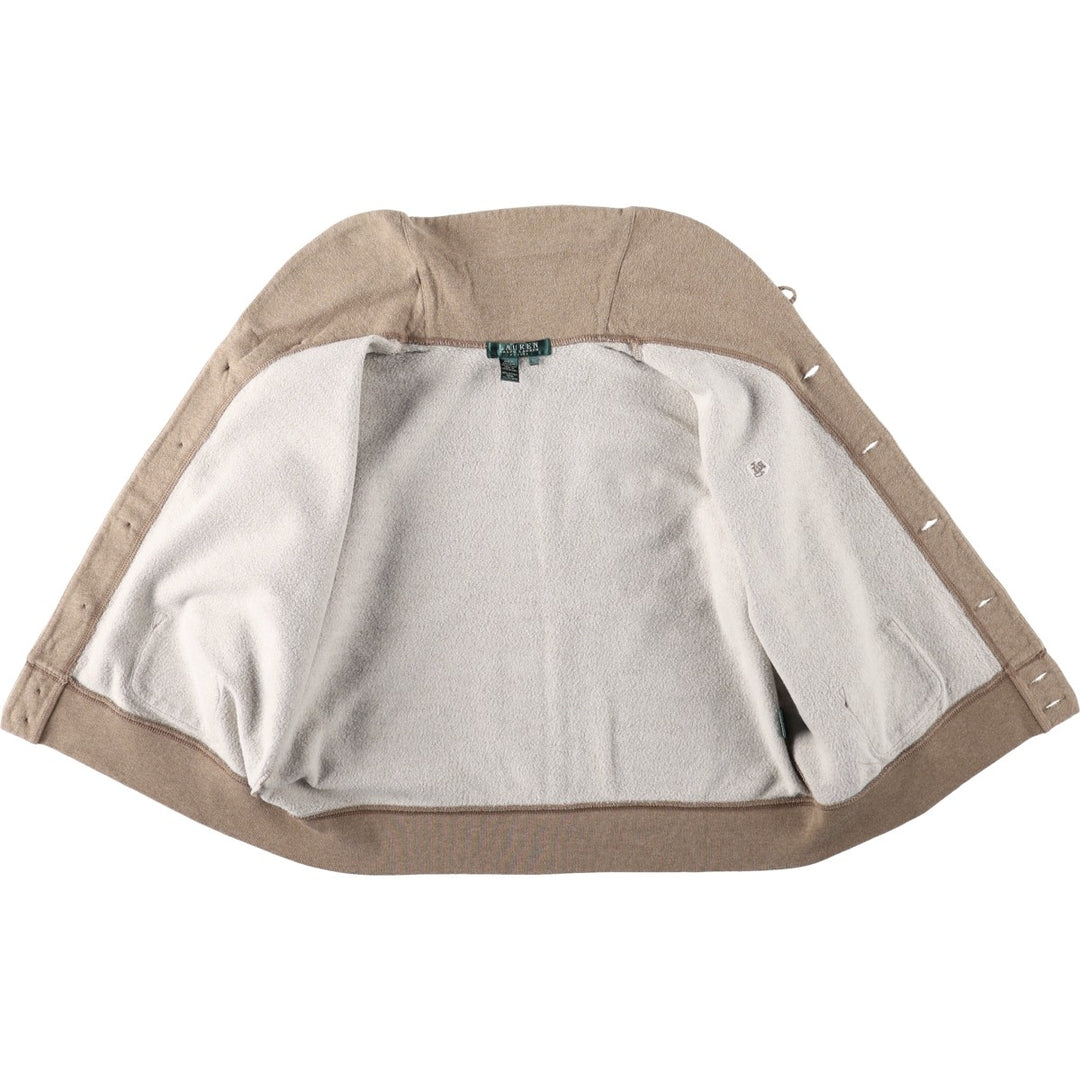 Ralph Lauren LAUREN Shawl Collar Cardigan Sweatshirt Cardigan Women's Size L (approx.) cotton beige type brown Vintage Second Hand