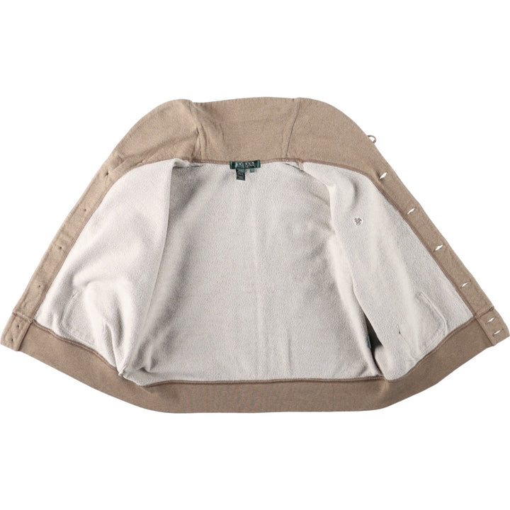 Ralph Lauren LAUREN Shawl Collar Cardigan Sweatshirt Cardigan Women's Size L (approx.) cotton beige type brown Vintage Second Hand