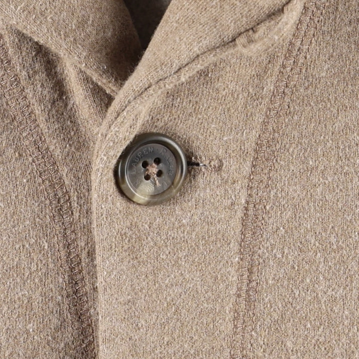 Ralph Lauren LAUREN Shawl Collar Cardigan Sweatshirt Cardigan Women's Size L (approx.) cotton beige type brown Vintage Second Hand