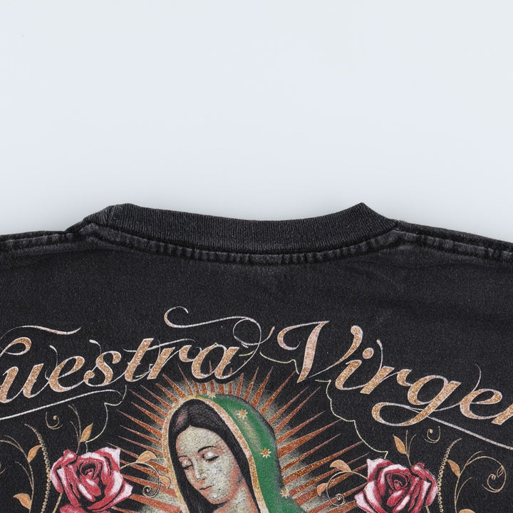 Our Lady of Guadalupe print T-shirt, women's size L (approx.) unclear black type Vintage Second Hand