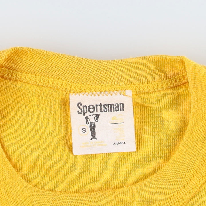 ~80'S Sportsman Smile Print T-Shirt, Women's Size S (Equivalent), Vintage unclear yellow type Vintage Second Hand