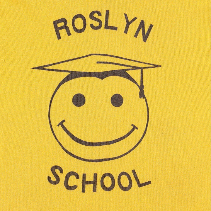 ~80'S Sportsman Smile Print T-Shirt, Women's Size S (Equivalent), Vintage unclear yellow type Vintage Second Hand