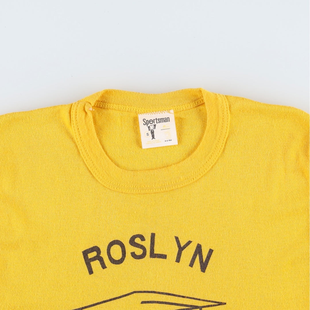 ~80'S Sportsman Smile Print T-Shirt, Women's Size S (Equivalent), Vintage unclear yellow type Vintage Second Hand