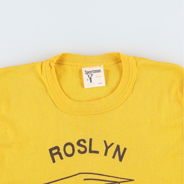 ~80'S Sportsman Smile Print T-Shirt, Women's Size S (Equivalent), Vintage unclear yellow type Vintage Second Hand
