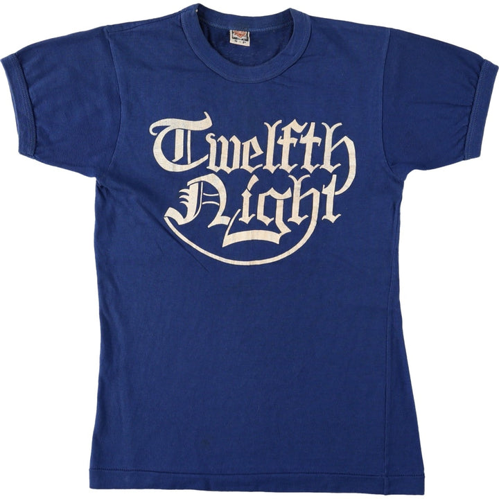 ~80'S TIGER BRAND Print T-Shirt, Made in Canada, Women's Size S (approx.) cotton navy blue type Vintage Second Hand