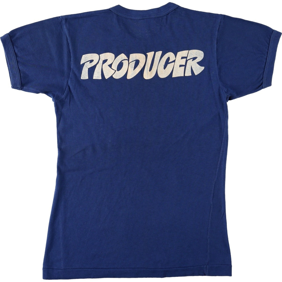 ~80'S TIGER BRAND Print T-Shirt, Made in Canada, Women's Size S (approx.) cotton navy blue type Vintage Second Hand