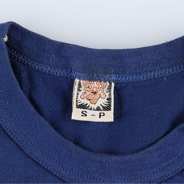 ~80'S TIGER BRAND Print T-Shirt, Made in Canada, Women's Size S (approx.) cotton navy blue type Vintage Second Hand