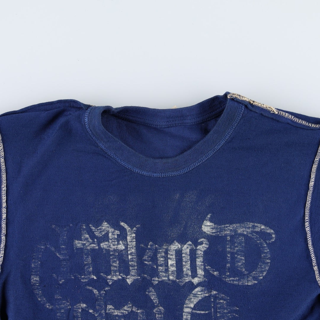 ~80'S TIGER BRAND Print T-Shirt, Made in Canada, Women's Size S (approx.) cotton navy blue type Vintage Second Hand