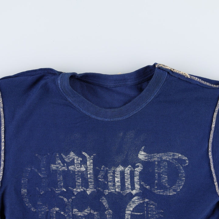 ~80'S TIGER BRAND Print T-Shirt, Made in Canada, Women's Size S (approx.) cotton navy blue type Vintage Second Hand
