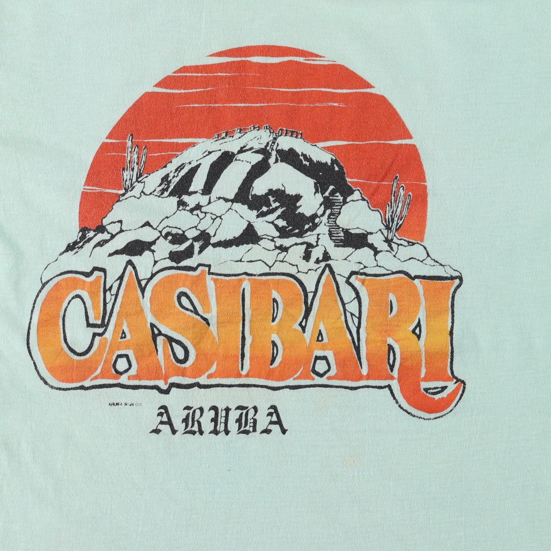 90'S Paradise Island Print T-Shirt, Women's Size M (approx.), Vintage cotton Mint green Vintage Second Hand