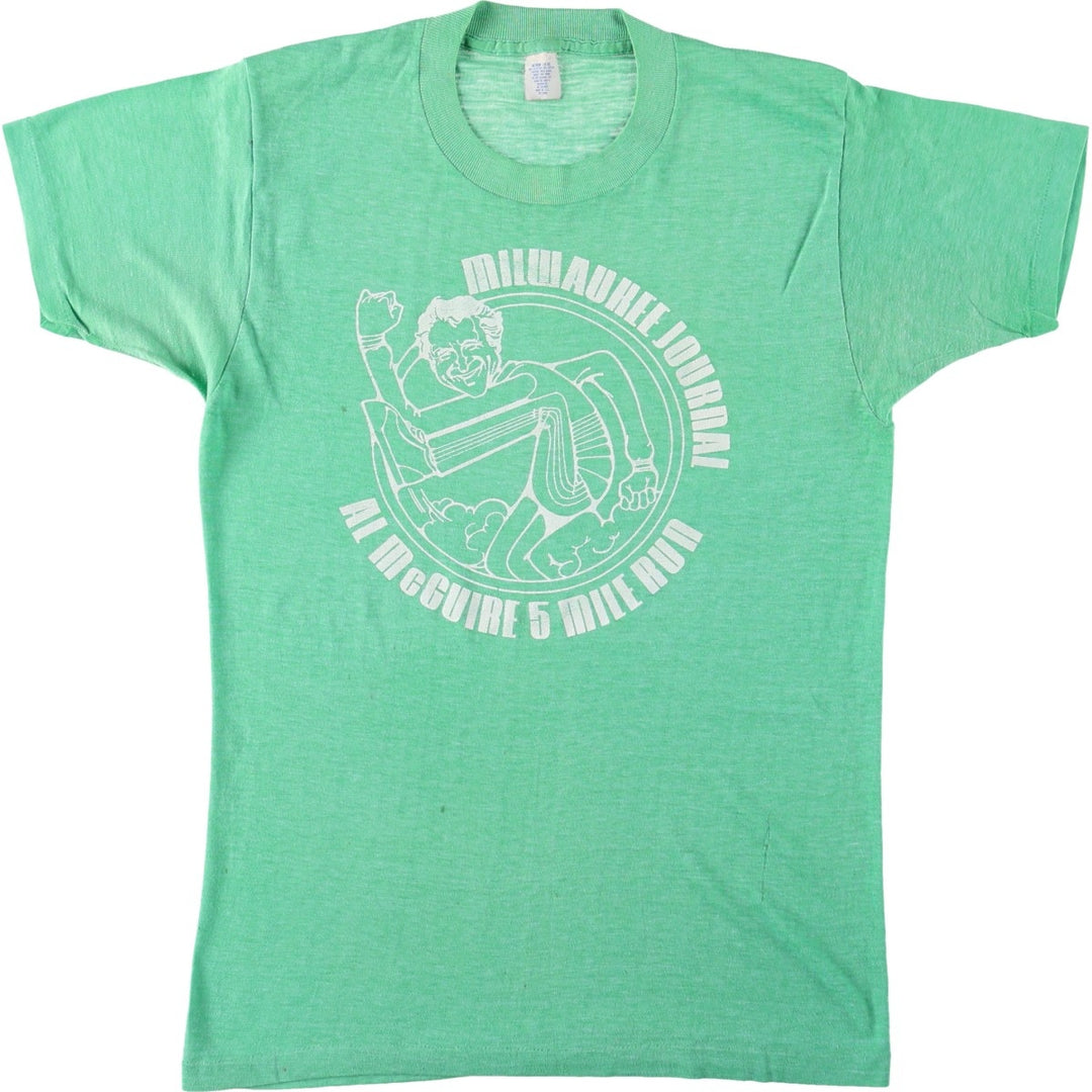 ~90'S Print T-shirt, Made in USA, Women's Size M (approx.), Vintage polyester green type Vintage Second Hand