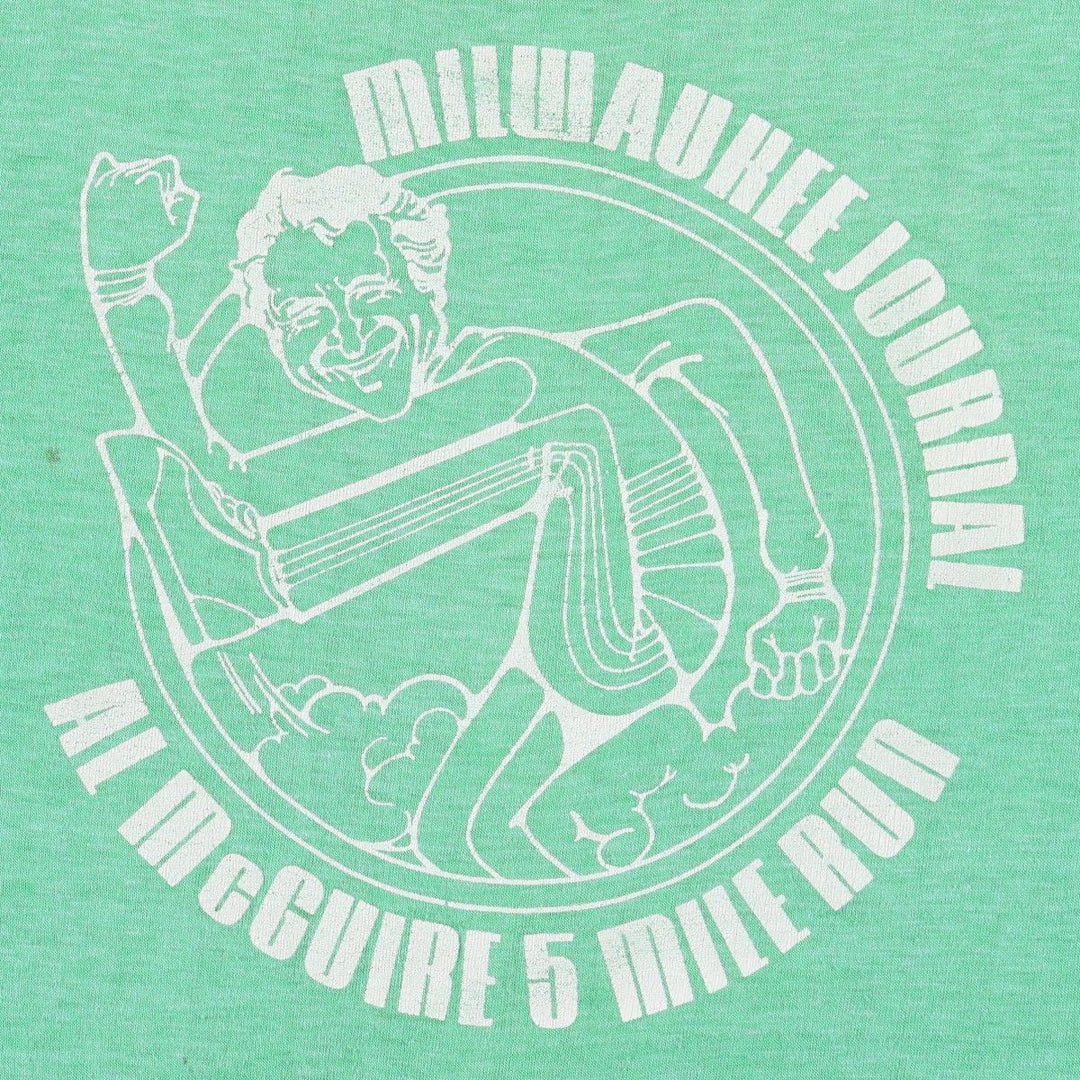 ~90'S Print T-shirt, Made in USA, Women's Size M (approx.), Vintage polyester green type Vintage Second Hand