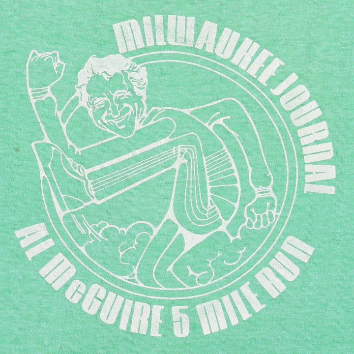 ~90'S Print T-shirt, Made in USA, Women's Size M (approx.), Vintage polyester green type Vintage Second Hand
