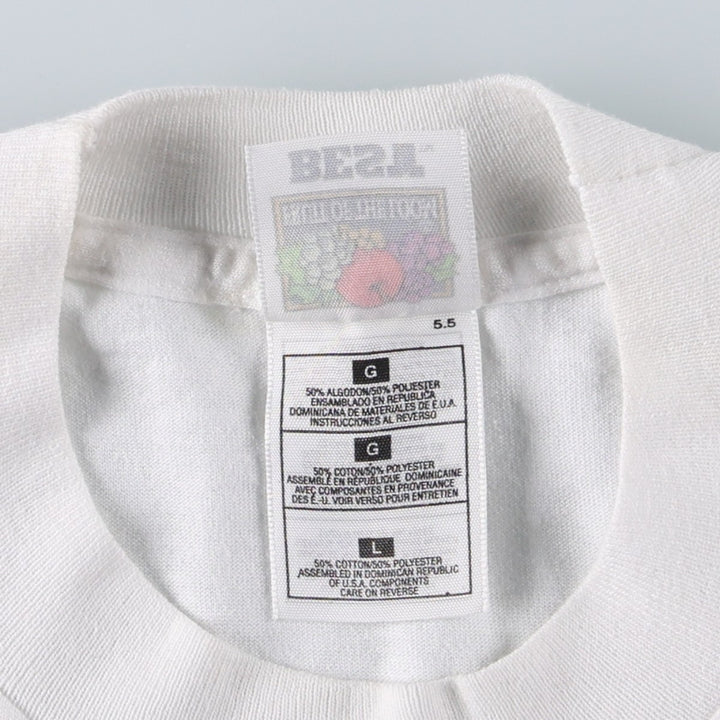 90s-00'S Fruit of the Loom "Who's that?" Photo T-shirt, Women's Size L (approx.) cotton white type Vintage Second Hand