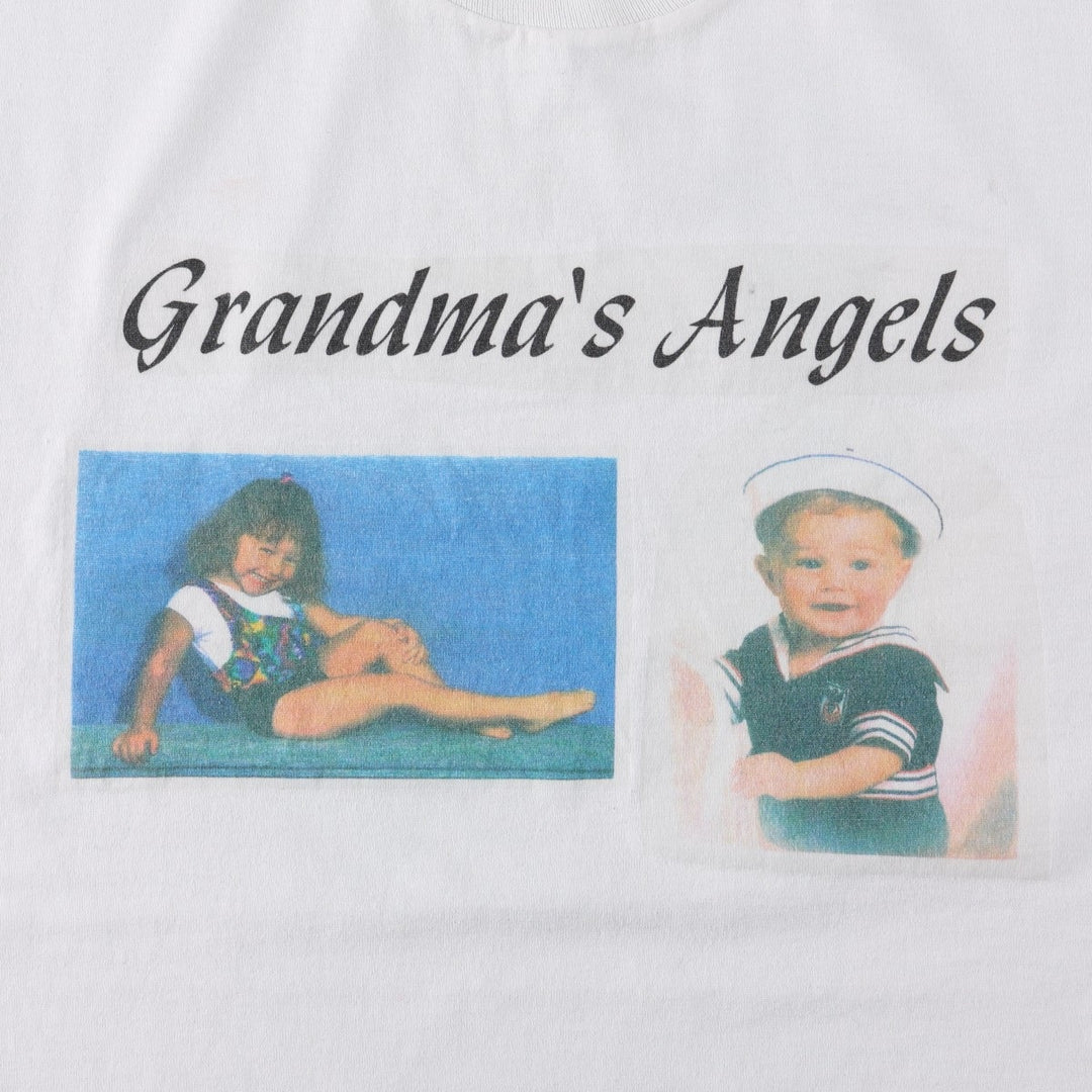 90s-00'S Fruit of the Loom "Who's that?" Photo T-shirt, Women's Size L (approx.) cotton white type Vintage Second Hand
