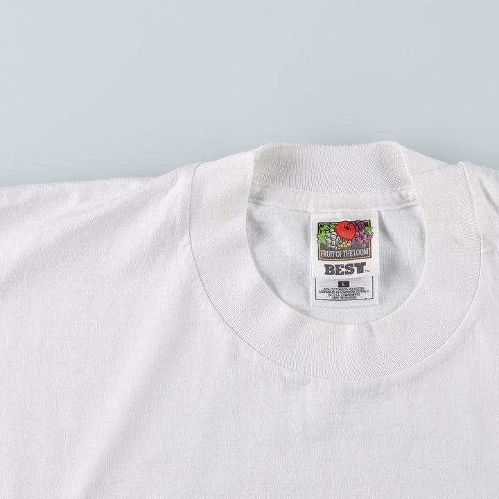 90s-00'S Fruit of the Loom "Who's that?" Photo T-shirt, Women's Size L (approx.) cotton white type Vintage Second Hand