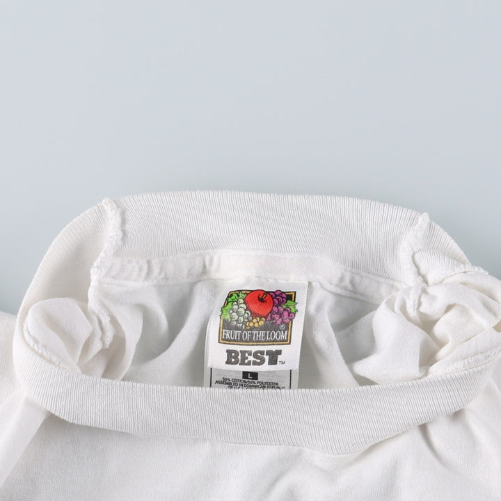 90s-00'S Fruit of the Loom "Who's that?" Photo T-shirt, Women's Size L (approx.) cotton white type Vintage Second Hand