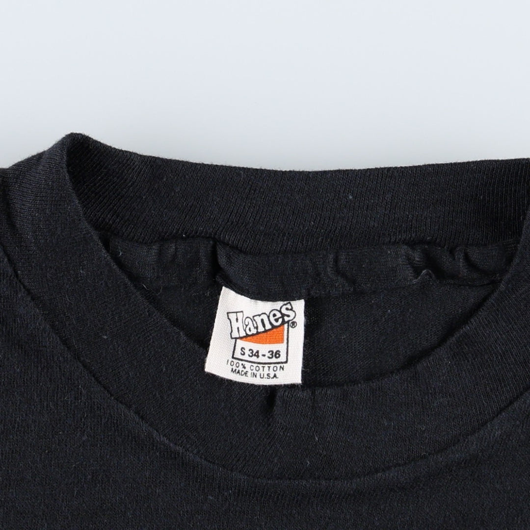70'S Hanes Print T-Shirt, Made in USA, Women's Size S (Equivalent), Vintage cotton black type Vintage Second Hand