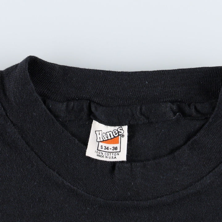70'S Hanes Print T-Shirt, Made in USA, Women's Size S (Equivalent), Vintage cotton black type Vintage Second Hand