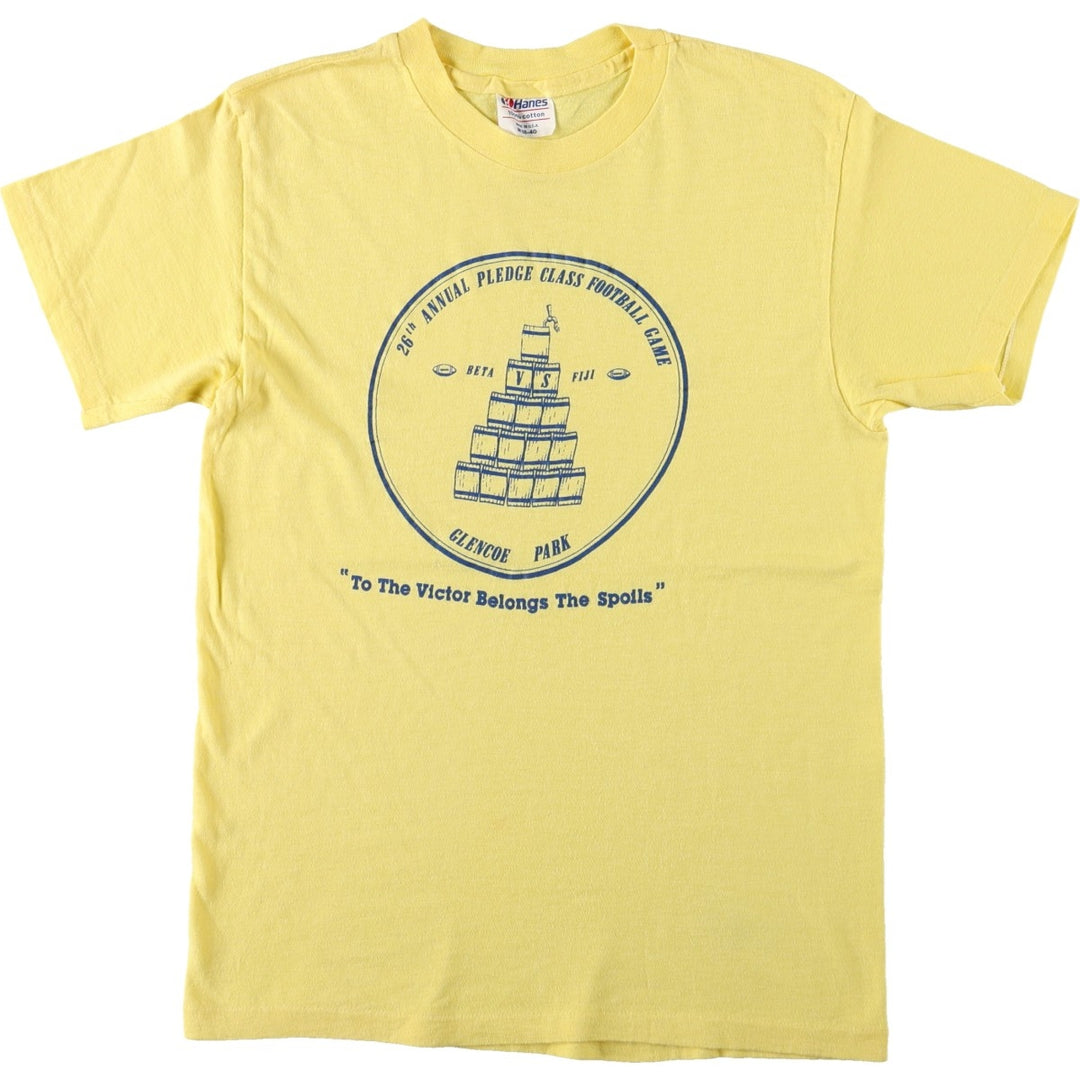 80'S Hanes Print T-Shirt, Made in USA, Women's Size M (approx.), Vintage cotton yellow type Vintage Second Hand