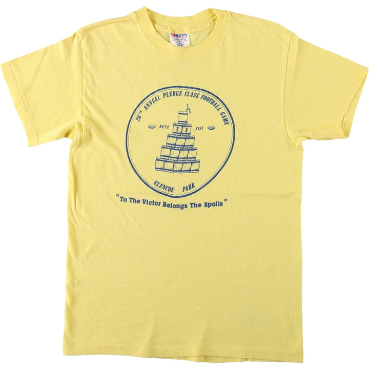 80'S Hanes Print T-Shirt, Made in USA, Women's Size M (approx.), Vintage cotton yellow type Vintage Second Hand