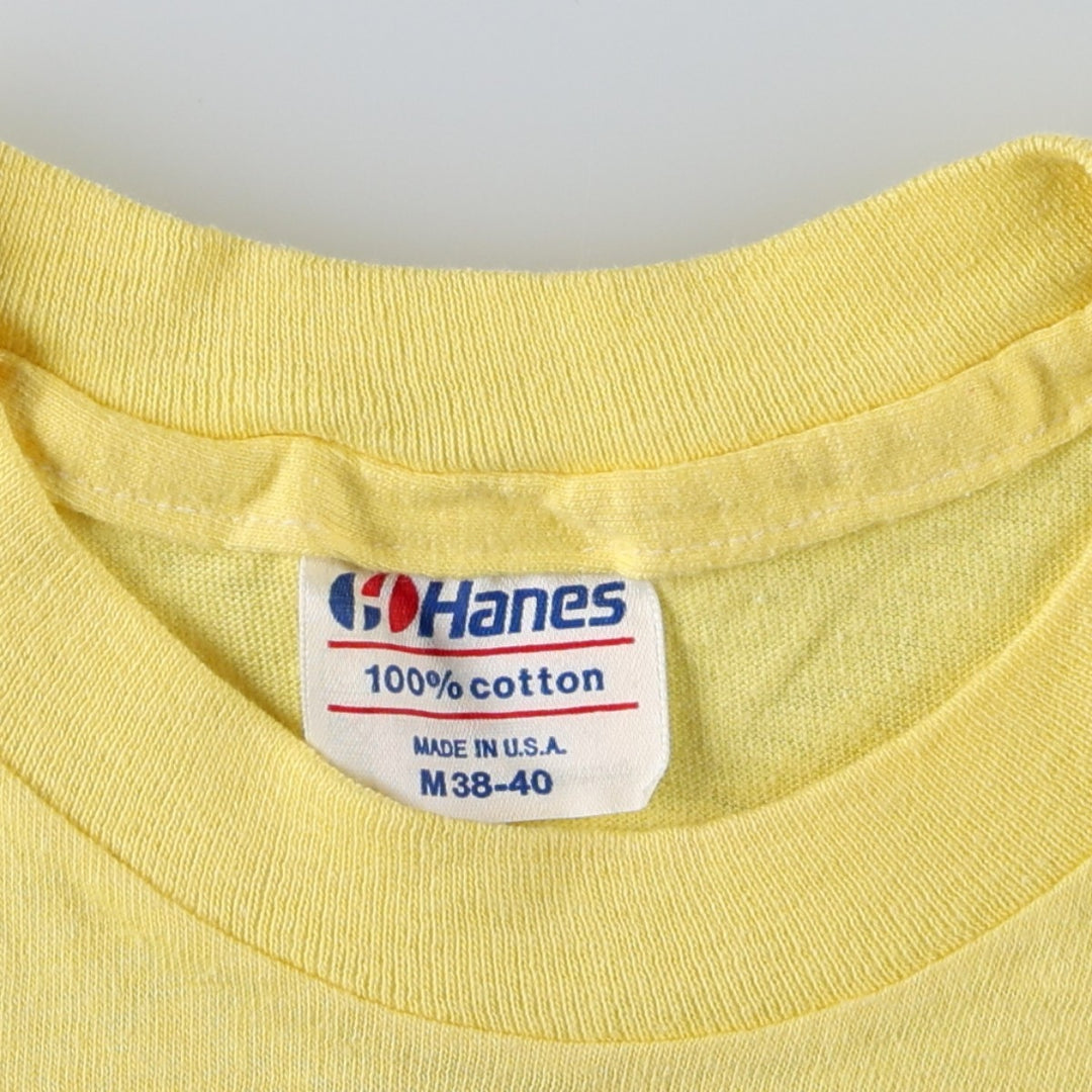 80'S Hanes Print T-Shirt, Made in USA, Women's Size M (approx.), Vintage cotton yellow type Vintage Second Hand
