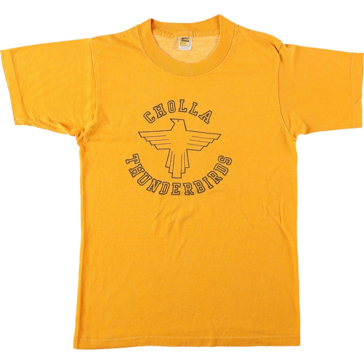 80'S Velva Sheen Print T-Shirt, Made in USA, Women's Size S (Equivalent), Vintage polyester yellow type Vintage Second Hand