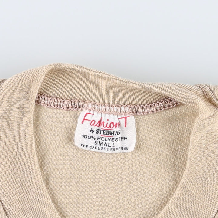 ~80'S Stedman Fashion T Print T-Shirt, Made in USA, Women's Size S (approx.), Vintage polyester Beige type Vintage Second Hand