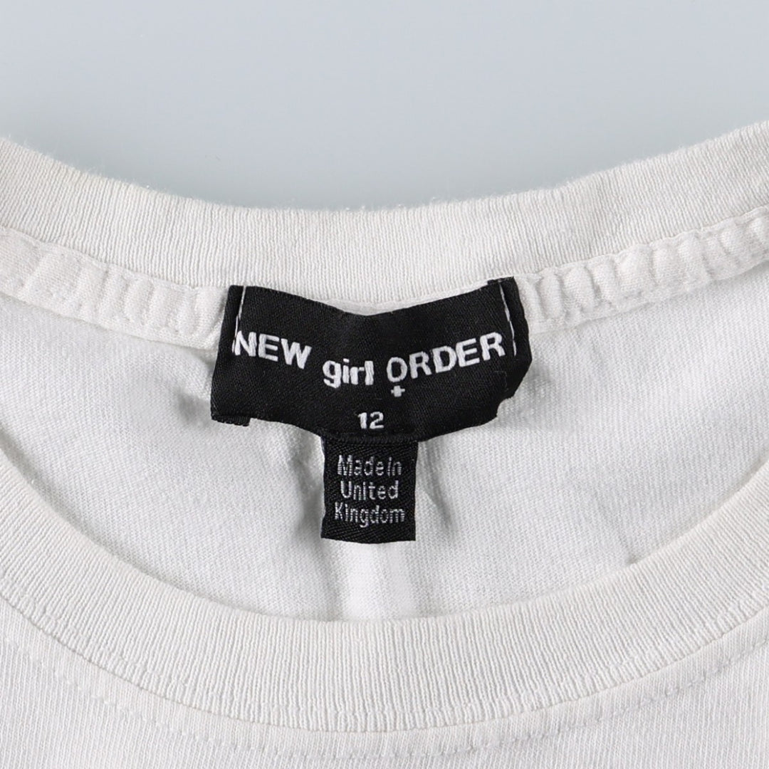 NEW girl ORDER Print T-shirt, Made in the UK, Women's XXL equivalent. unclear white type Vintage Second Hand